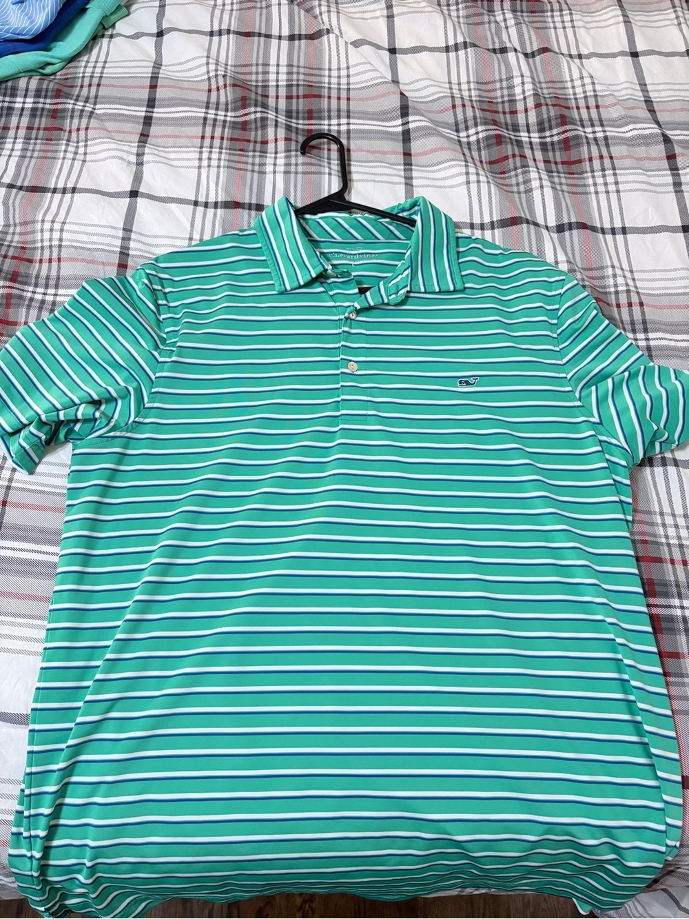 Vineyard Vines Men's Green Striped Performance Polo